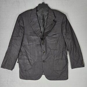 Kiton Blazer Mens 46 R Russo Capri Charcoal Gray Pinstripe 100% Wool Italian